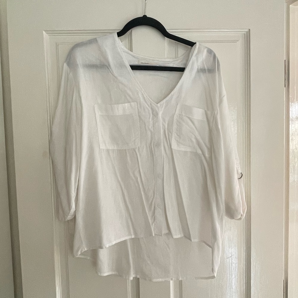 Grade & Gather white linen shirt